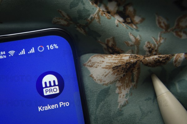 Dhaka, Bangladesh- 07 May 2025: Kraken Pro app icon is seen on smartphone