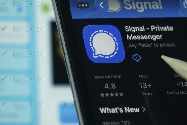 Dhaka, Bangladesh- 24 Oct 2025: A iPad screen displaying the Signal app on App store