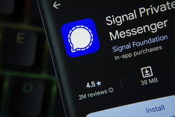 Dhaka, Bangladesh- 27 July 2025: Signal app from Google Playstore is displayed on a smartphone screen