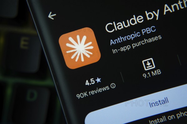 Dhaka, Bangladesh- 27 July 2025: Claude AI app from Google Playstore is displayed on a smartphone screen