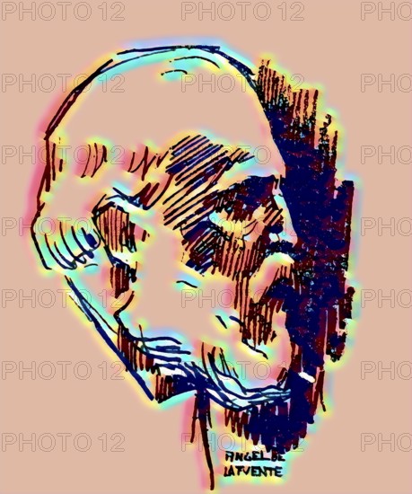 Portrait of Antoni Gaudí i Cornet, 1852 – 1926, Catalan architect and designer from Spain, the greatest exponent of Catalan Modernisme, digitally edited