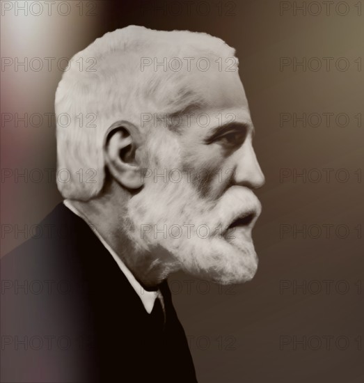 Portrait of Antoni Gaudí i Cornet, 1852 – 1926, Catalan architect and designer from Spain, the greatest exponent of Catalan Modernisme, digitally optimized
