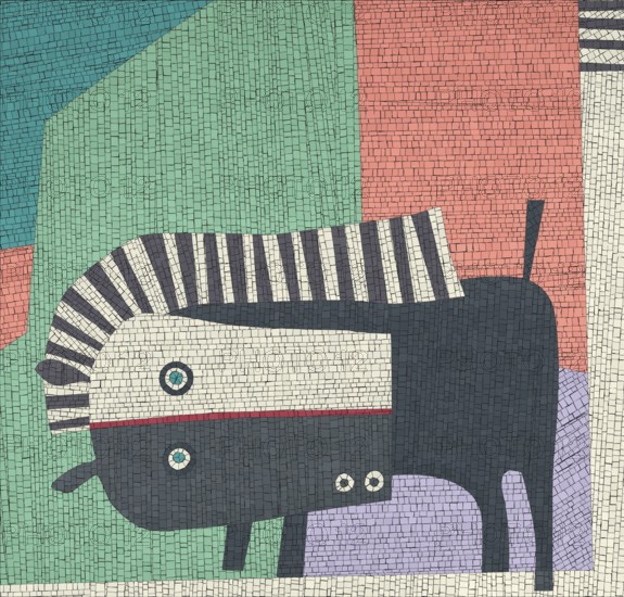 Abstract art horse, vector mosaic graphic