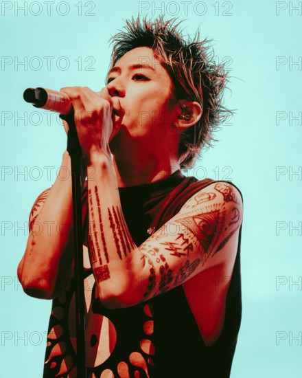 Singer Takahiro Moriuchi from One Ok Rock live on Detox European Tour 2025 in Berlin's Max-Schmeling-Halle on 24.10.2025
