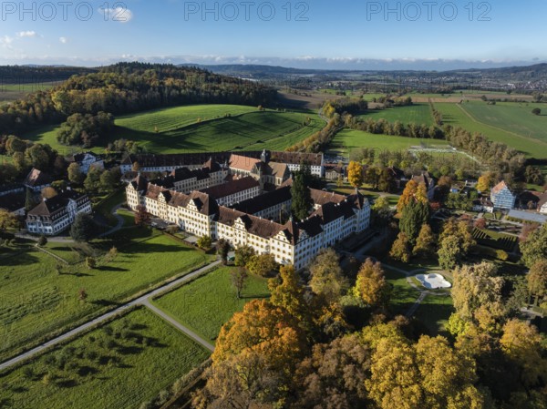 Salem Castle School and Boarding School, Salem International College, former imperial abbey, museum, concert area, former monastery of Order of Cistercians, aerial view, Lake Constance District, Linzgau, Baden-Württemberg, Germany