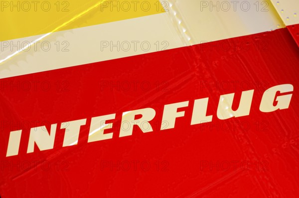 A PZL-106 AR Kruk agricultural aircraft with the registration D-FOAB and the original registration DDR-TAB as well as in the original colors of the company Agrarflug of Interflug as part of an air show on Rossfeld in Metzingen-Glems, Baden-Württemberg, Germany, for editorial use only