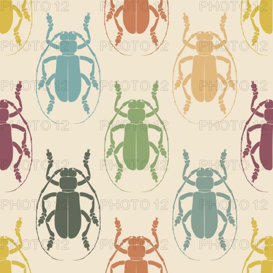 Insect seamless vector pattern. Entomology and insects colorful backdrop textile design for print, backgrounds