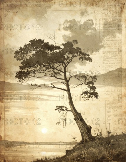 Grunge old public newspaper, texture background wallpaper illustration, vintage tattered yellow press news, AI generated