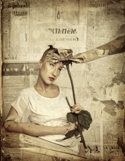 Grunge old public newspaper, texture background wallpaper illustration, vintage tattered yellow press news, AI generated