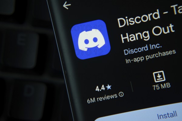 Dhaka, Bangladesh- 03 Oct 2025: Discord app from Google Playstore is displayed on a smartphone screen