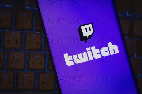 Dhaka, Bangladesh- 30 Sep 2025: Twitch logo is displayed on a smartphone screen