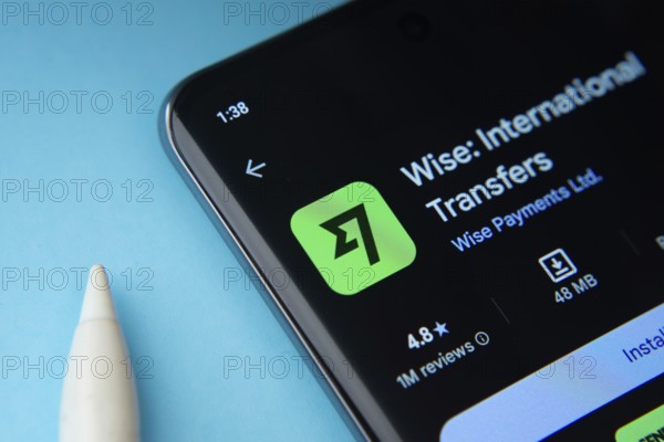 Dhaka, Bangladesh- 16 Sep 2025: Wise app from Google Playstore is displayed on a smartphone screen