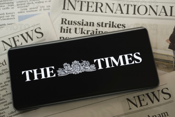 Dhaka, Bangladesh - 18 March 2025: The logo of the times is displayed on a smartphone screen