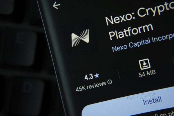 Dhaka, Bangladesh- 27 July 2025: Nexo app from Google Playstore is displayed on a smartphone screen