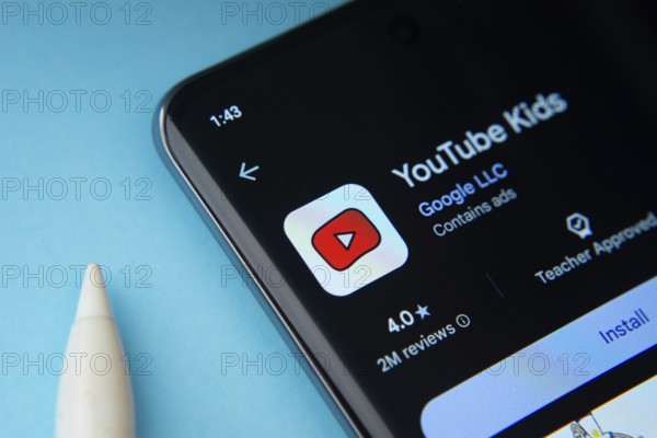 Dhaka, Bangladesh- 06 Sep 2025: Youtube kids app from Google Playstore is displayed on a smartphone screen