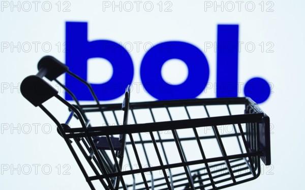 Dhaka, Bangladesh- 03 July 2025: Silhouette of a shopping cart in front of the bol logo, symbolizing ecommerce and online shopping