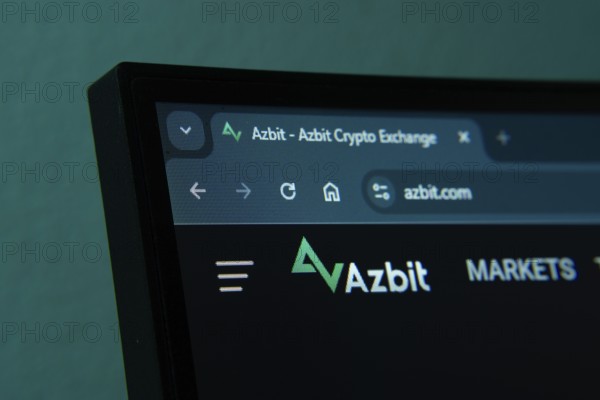 Dhaka, Bangladesh- 02 June 2025: Close-up of a computer screen displaying the Azbit web interface in dark mode