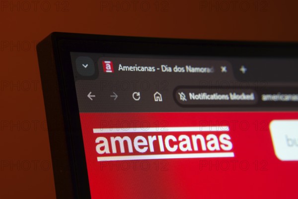 Dhaka, Bangladesh- 02 June 2025: Close-up of a computer screen displaying the Americanas web interface in dark mode