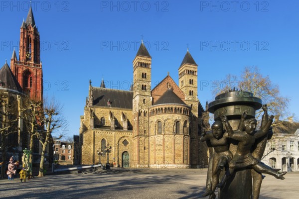 Vrijthof Square with St. Servatius Basilica and Sint-Janskerk in Maastricht, the Netherlands