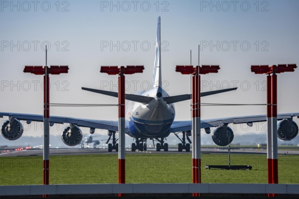 Amsterdam Schiphol Airport, Aalsmeerbaan runway, 18L-36R, Nippon Cargo Boeing 747, Jumbo Jet, plane on the runway, Netherlands