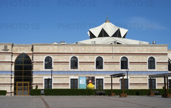 Modern building with a distinctive roof and numerous rows of windows, Irfan Medeniyeti Arastirma ve Kültür Merkezi, Irfan Cultural Center, Konya, Central Anatolia, Turkey