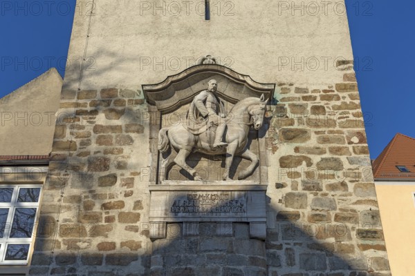 Equestrian statue of King Albert of Saxony, 1828-1902, am Lauenturm, Bautzen, Upper Lusatia, Saxony, Germany