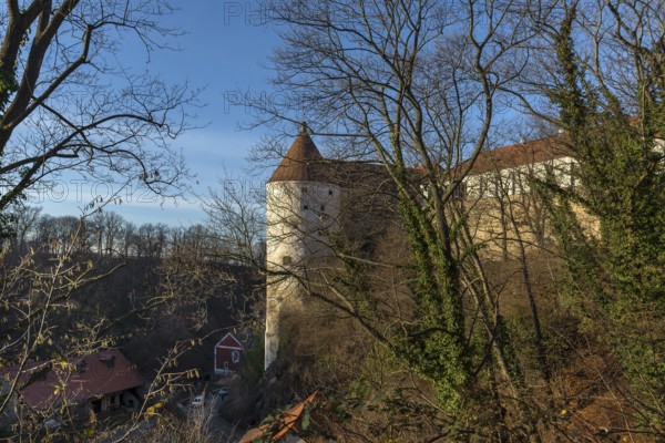 Castle Water Tower and Fronfeste of Historic Ortenburg, Bautzen, Upper Lusatia, Saxony, Germany