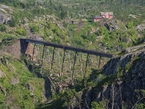 Historic bridge Norddalsbrua, near railway station Bjørnfjell, railway line Kiruna-Narvik, Norway