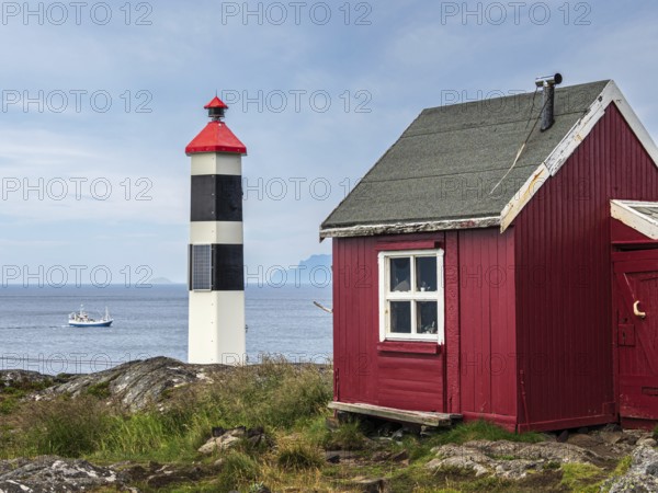 Lyngstuva lighthouse, at northernmost point of Lyngen peninsula, Lyngen, Norway