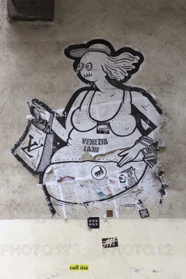 Graffiti on a house wall, Venice, Veneto, Italy