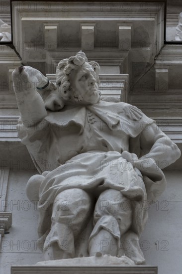 Sculpture of an atlase on a church, Venice, Veneto, Italy