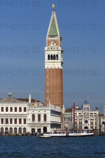 St Mark's Campanile, blue sky, Venice, Veneto, Italy