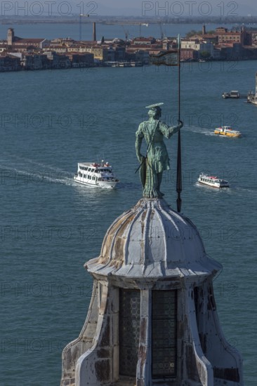 Bronze statue on the church of San Giorgio Maggiore, Venice, Veneto, Italy