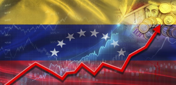 Venezuela financial growth on market graph. Venezuela economic growth on financial graph