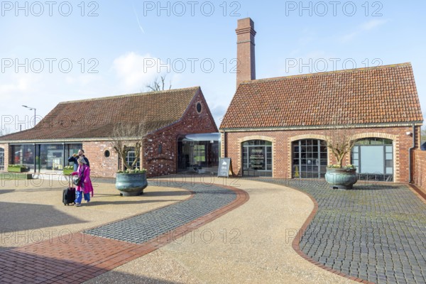 The Creamery farm shop cafe renovated buildings, Castle Cary railway station, Castle Cary, Somerset, England, UK