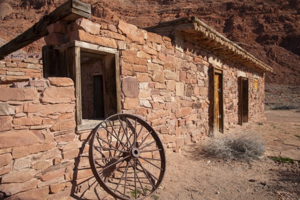 Lee's Ferry, Arizona - Historic buildings at Lee's Ferry on the Colorado River at the north end of the Grand Canyon. A ferry operated here from 1873 until 1929. It is now the site where boaters launch to float through the Grand Canyon