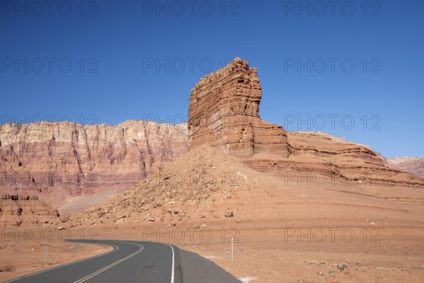 Lee's Ferry, Arizona - A rock formation along the highway on the road to Lee's Ferry on the Colorado River at the north end of the Grand Canyon