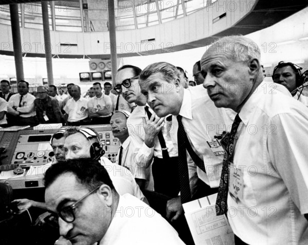 Wernher von Braun, George Müller, and Eberhard Rees during the launch of A-101 on May 28, 1964, NASA, Dr. Wernher von Braun was significantly involved in the success of NASA's space program and the moon landing. space travel, USA Contemporary history, historical