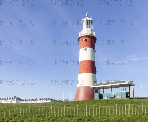 Smeaton's Tower lighthouse dated 1759, Hoe Park, Plymouth Hoe, Plymouth, Devon, England, UK