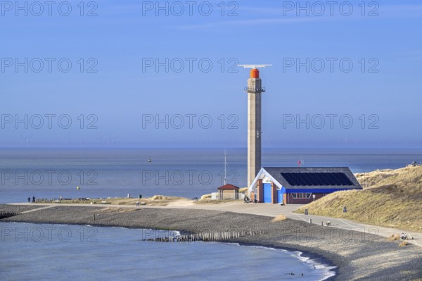 Marine rotating radar antenna on the sea search and rescue lifeboat station at Westkapelle, Veere, Walcheren, province Zeeland of the Netherlands