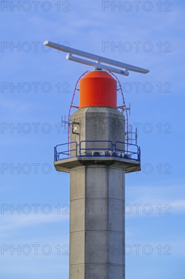 Marine rotating radar antenna on the sea search and rescue lifeboat station at Westkapelle, Veere, Walcheren, province Zeeland of the Netherlands