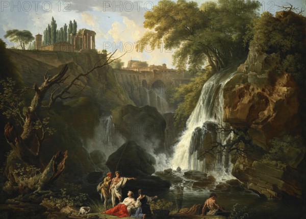 Claude Joseph Vernet (14 August 1714 - 3 December 1789), French painter, here his work, The Cascade at Tivoli (About 1750), The Waterfall at Tivoli, Italy, Painting, Reproduction of the Painting, Work of Art, Historical