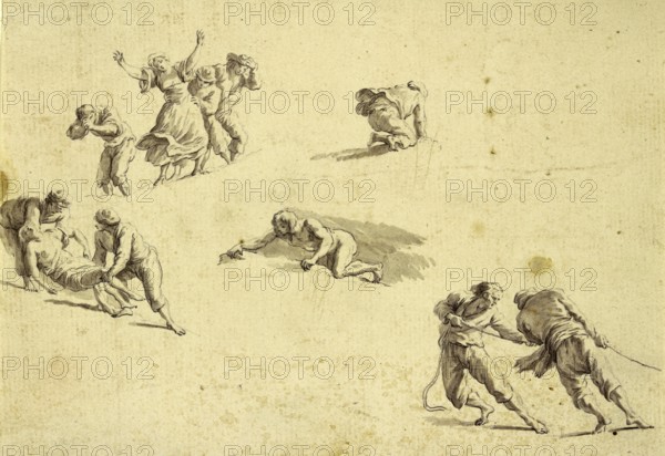 Claude Joseph Vernet (14 August 1714 - 3 December 1789), French painter, here his work, Staffages for a shipwreck, Sketch drawing, Painting, Reproduction of the painting, Work of art, Historical