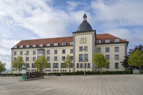 Kurhotel, former sailor's home, Sassnitz font with replica of the lighthouse, Sassnitz, Rügen, island, Baltic Sea, Mecklenburg-Western Pomerania, Germany