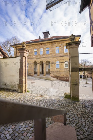 Single historic building with open gate and paved courtyard, Ötisheim, Enzkreis, Germany
