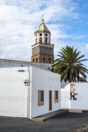 Iglesia de Nuestra Señora de Guadalupe church with church tower, Teguise, Lanzarote, Canary Islands, Spain