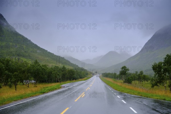 E 10 between Troms province and Nordland, near Gullesfjord, Lofoten, Norway
