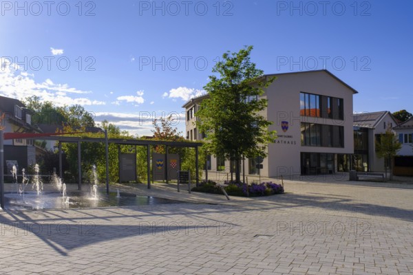 Rathausplatz, Sulzberg, Oberallgäu, Swabia, Bavaria, Germany