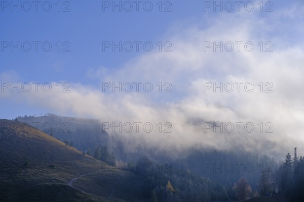 Clouds and fog, am Sudelfeld, Upper Bavaria, Bavaria, Germany