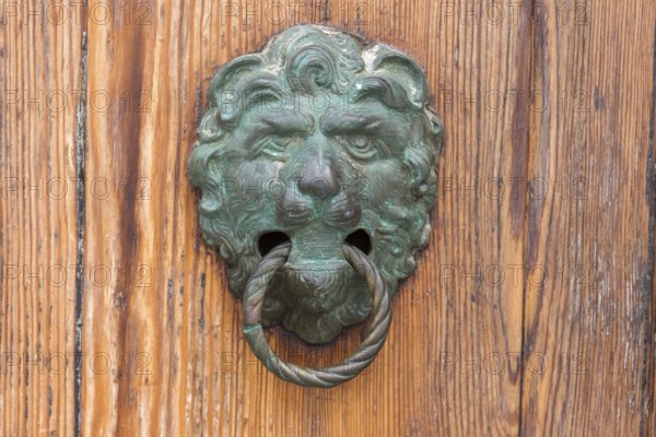 Lion's head as a door knocker, Venice, Veneto, Italy